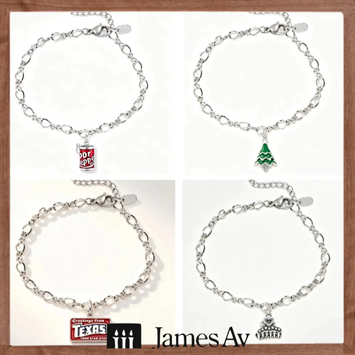 2027 New S925 Silver Vintage Oxidized Charm Bracelet for Women, Enamel Pendant Bracelet with Soda Can, Christmas Tree, Texas Map, Crown Charms, Retro Thick Link Chain Bracelet, Trendy Handmade Stackable Fashion Jewelry, Birthday Christmas Holiday Gift