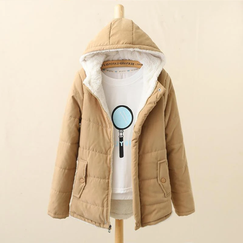 Winter Hooded Fleece Lined Thicken Parkas Women Warm Snow Jacket Cotton Padded Casual Korean Plush Coat Lambwool Outwear