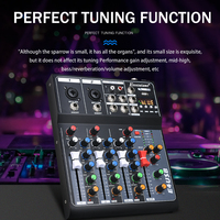 4-Channel Audio Mixer,Professional DJ Console Equipped With USB Bluetooth/48V Phantom Power Supply,For Keyboard Guitar Mics ﻿