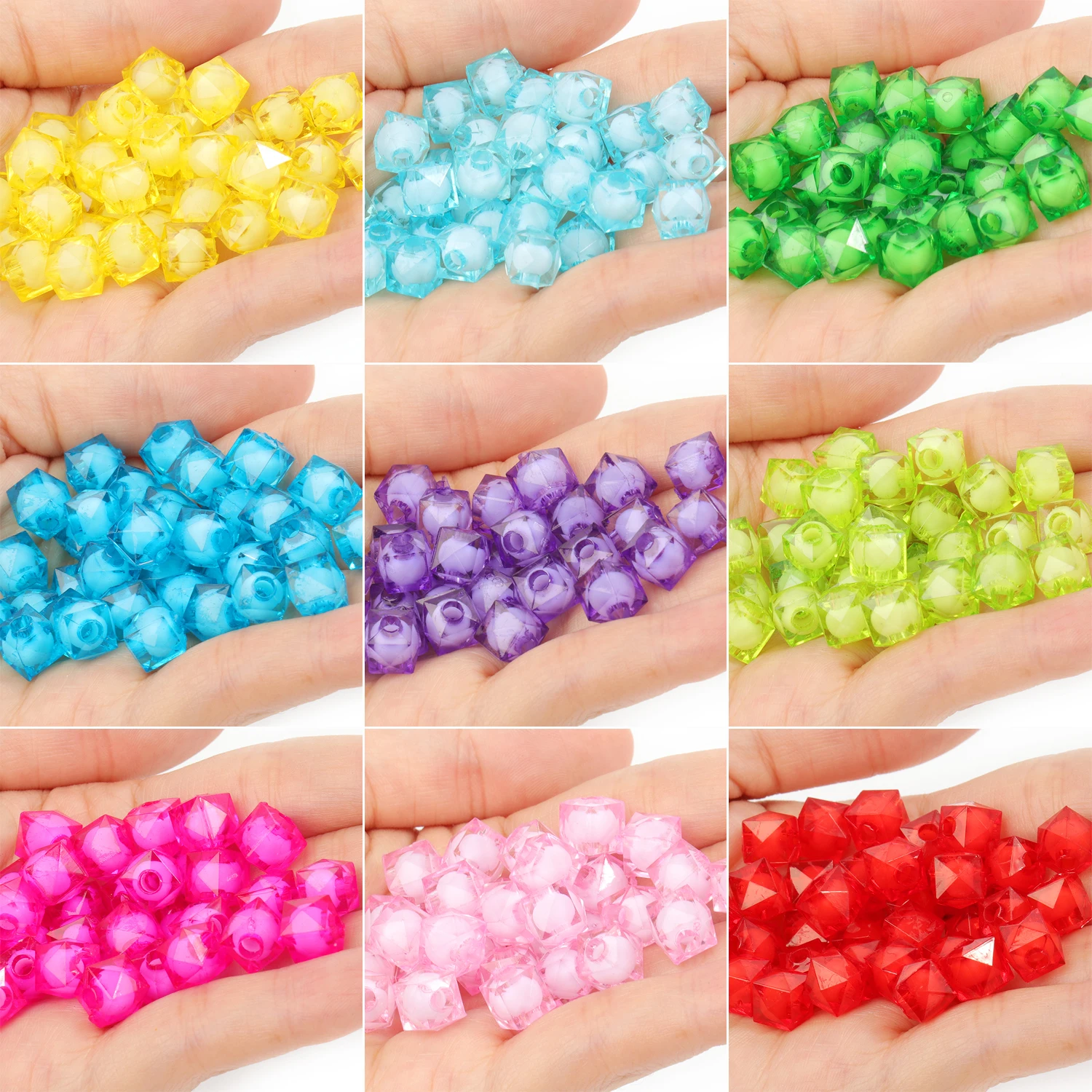 100 teile/los großhandel 8mm quadratische transparente Acryl perlen würfel farbene Abstands perlen für Schmuck herstellung Armband Bastel bedarf