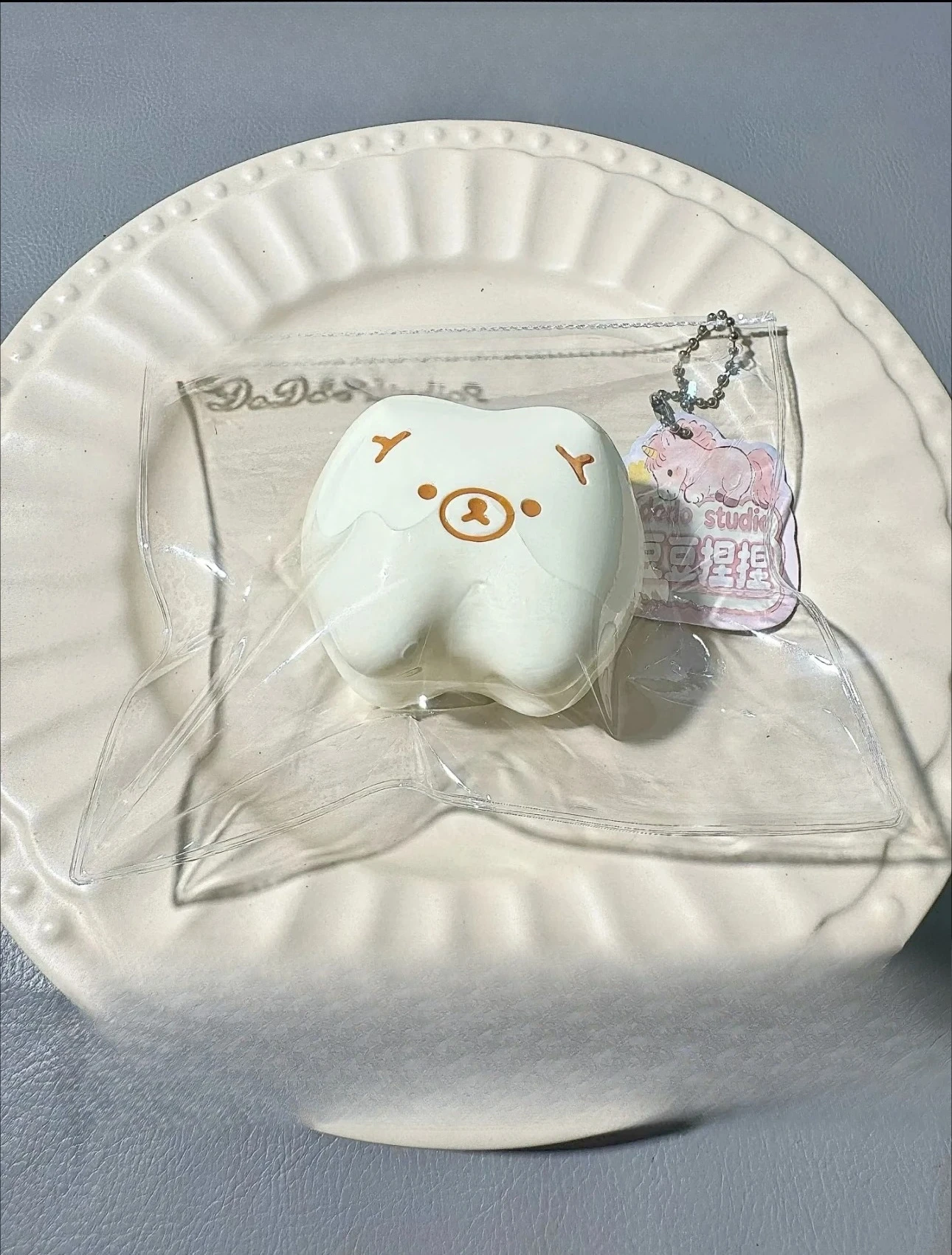 1Pc Taba Squishy toy with Creamy Clay Texture - Little Milk Tooth Bear shaped to relieve stress - Food grade silicone