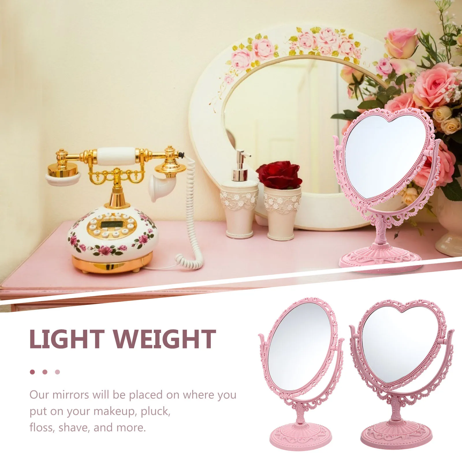 2 szt. Damskie lusterko do makijażu, szerokie zastosowanie, do codziennego użytku, wykwintne wykonanie, odporne na zarysowania, przenośne lusterko biurkowe.