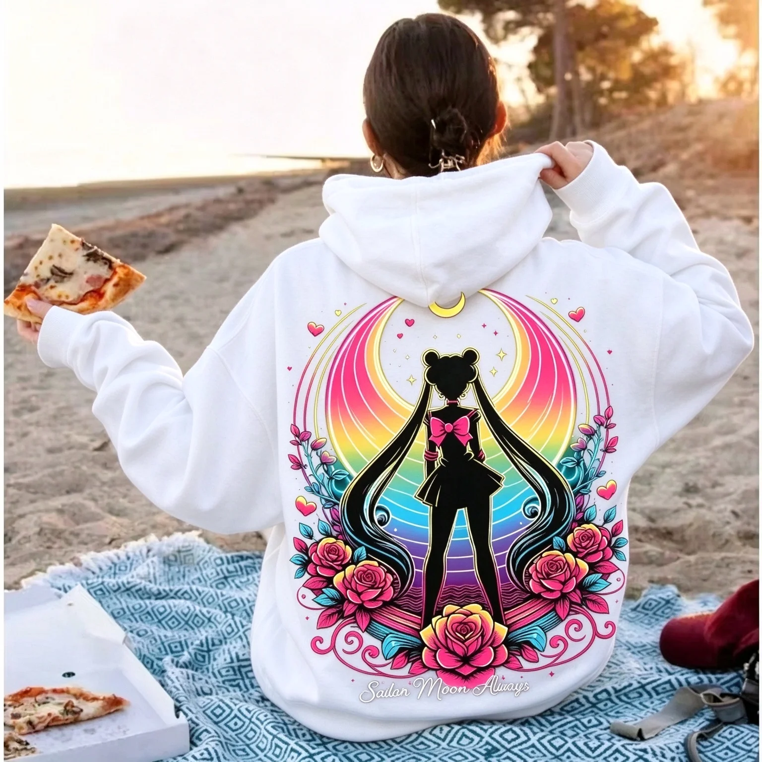 2026 New Sailor Moon Neon Art Printed Hoodie Eco Friendly Soft Comfort Men Women Harajuku Y2K Sports Hoodie