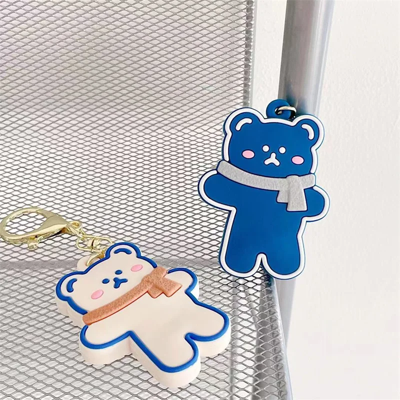 Cartoon Silicone Soft Protective Keychain For AirTag Case Locator Tracker Keychain  Cover Funny Dog Bear Shape Kawaii Key Ring