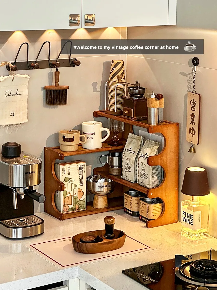 

Угловой органайзер для кофейной станции Ra, чайный пакетик, подстаканник, настольные аксессуары, шкаф для хранения среднего возраста для домашнего использования