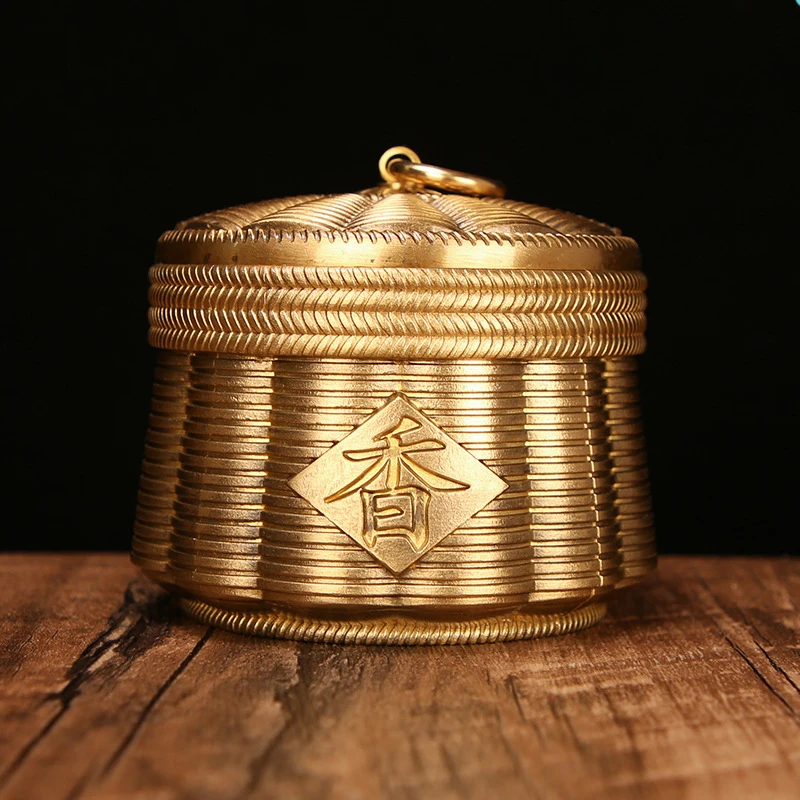 Creative Woven Rattan Brass Tea Canister Moisture-Resistant Household Storage Jar Home Decorative Ornament