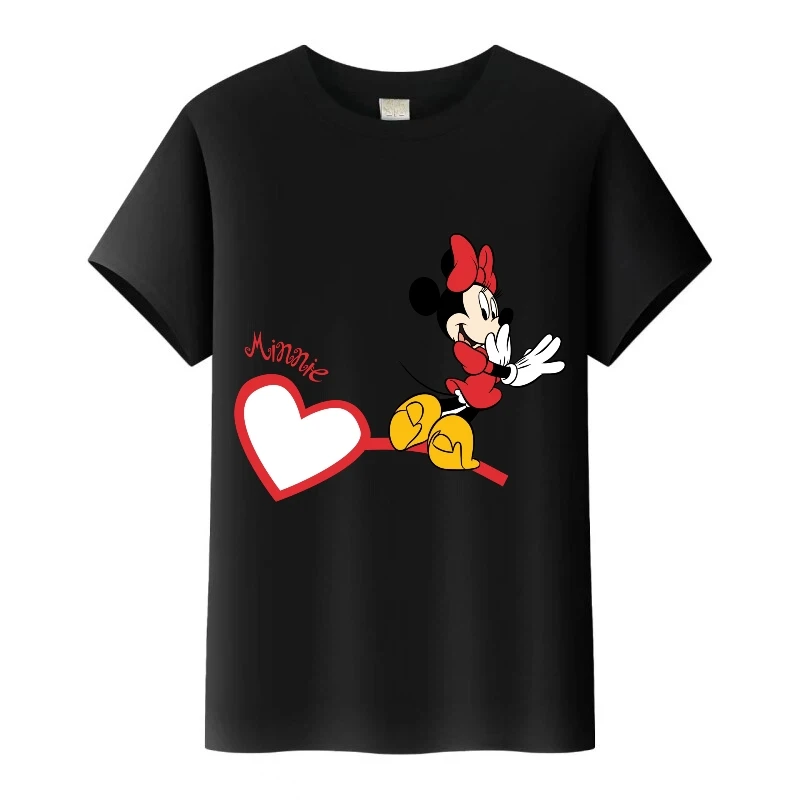 لطيف ديزني ميكي ماوس طباعة الملابس امرأة التي شيرت 90S الاطفال تي شيرت الأسرة بلايز قصيرة الأكمام تيز الصيف فتاة المتضخم بلوزة #3