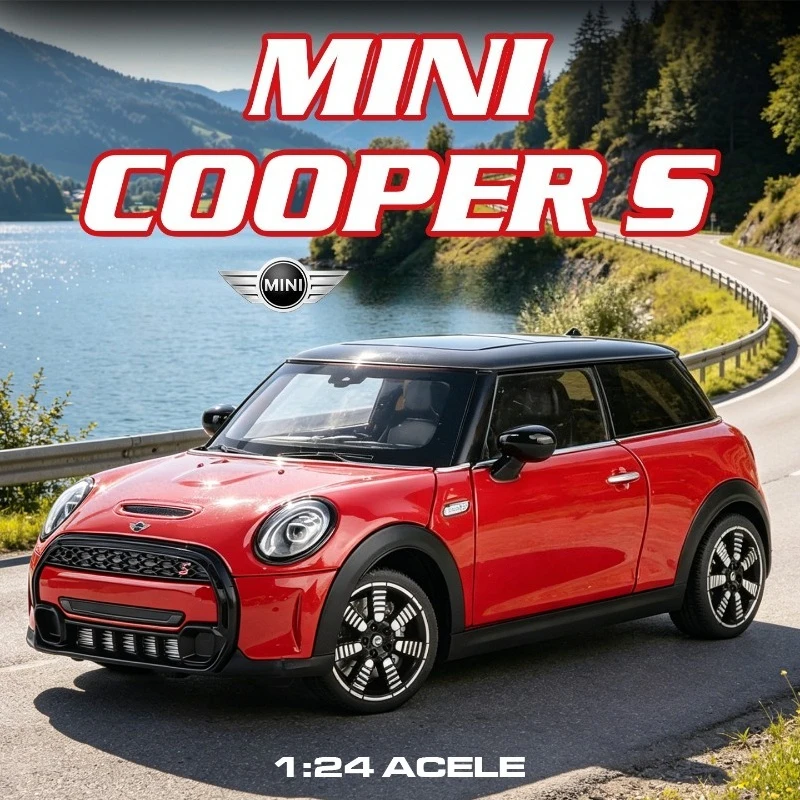 Simulation 1/24 BMW Mini Cooper SAlloy Car Model Diecast Toy Vehicle Collection Miniature Voiture Ornament Gift  Home Decor