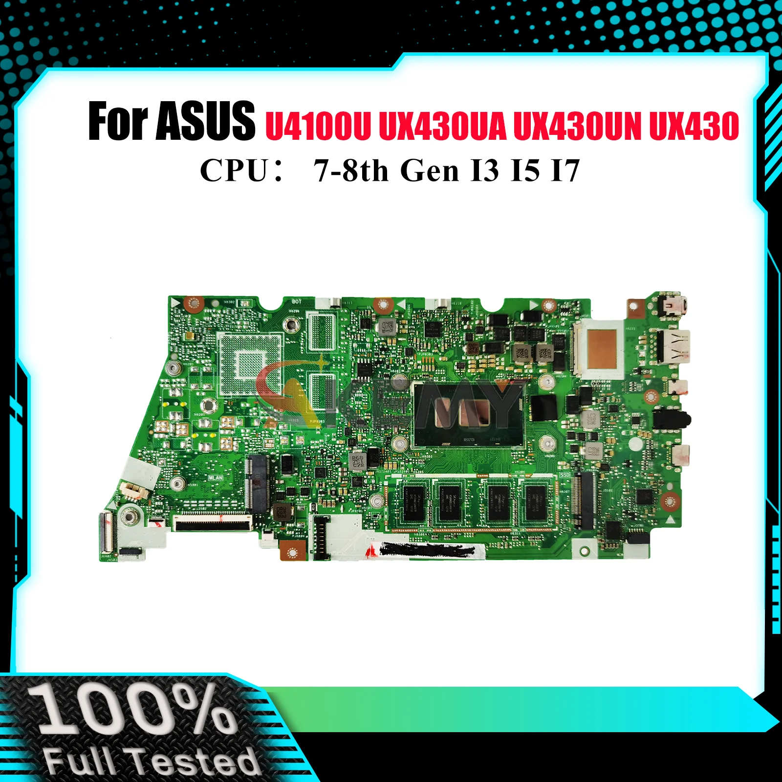 

UX430UA Laptop Motherboard For ASUS ZenBook UX430UN UX430UQ U4100U UX430UA UX430U Mainboard With I3 I5 I7 CPU 100% tests OK stk