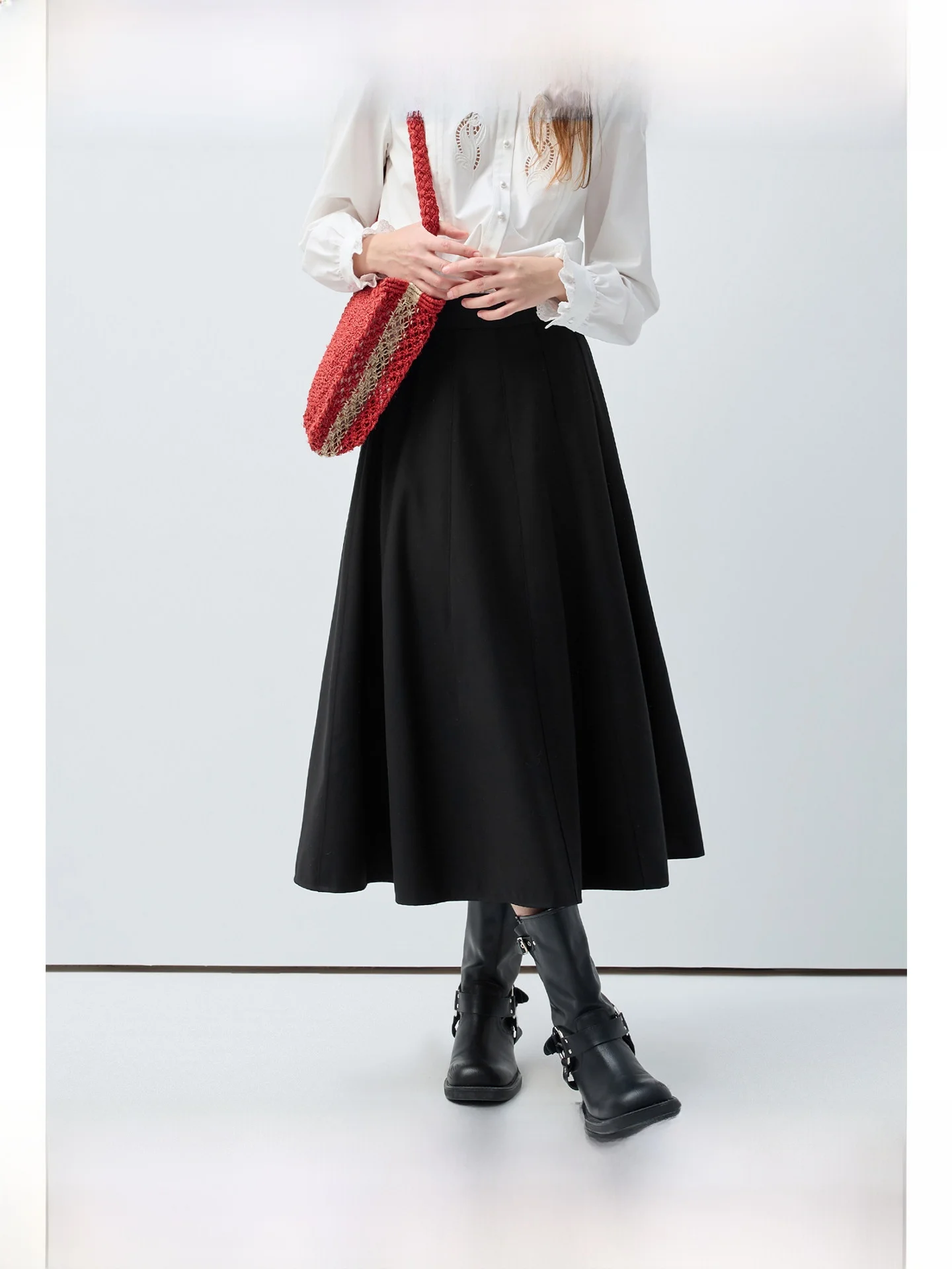 

Юбка А-силуэта с высокой талией больших размеров для женщин: весенняя модная модель, стройнящая, скрывающая бедра, для полных фигур, для повседневной носки, простая и элегантная.