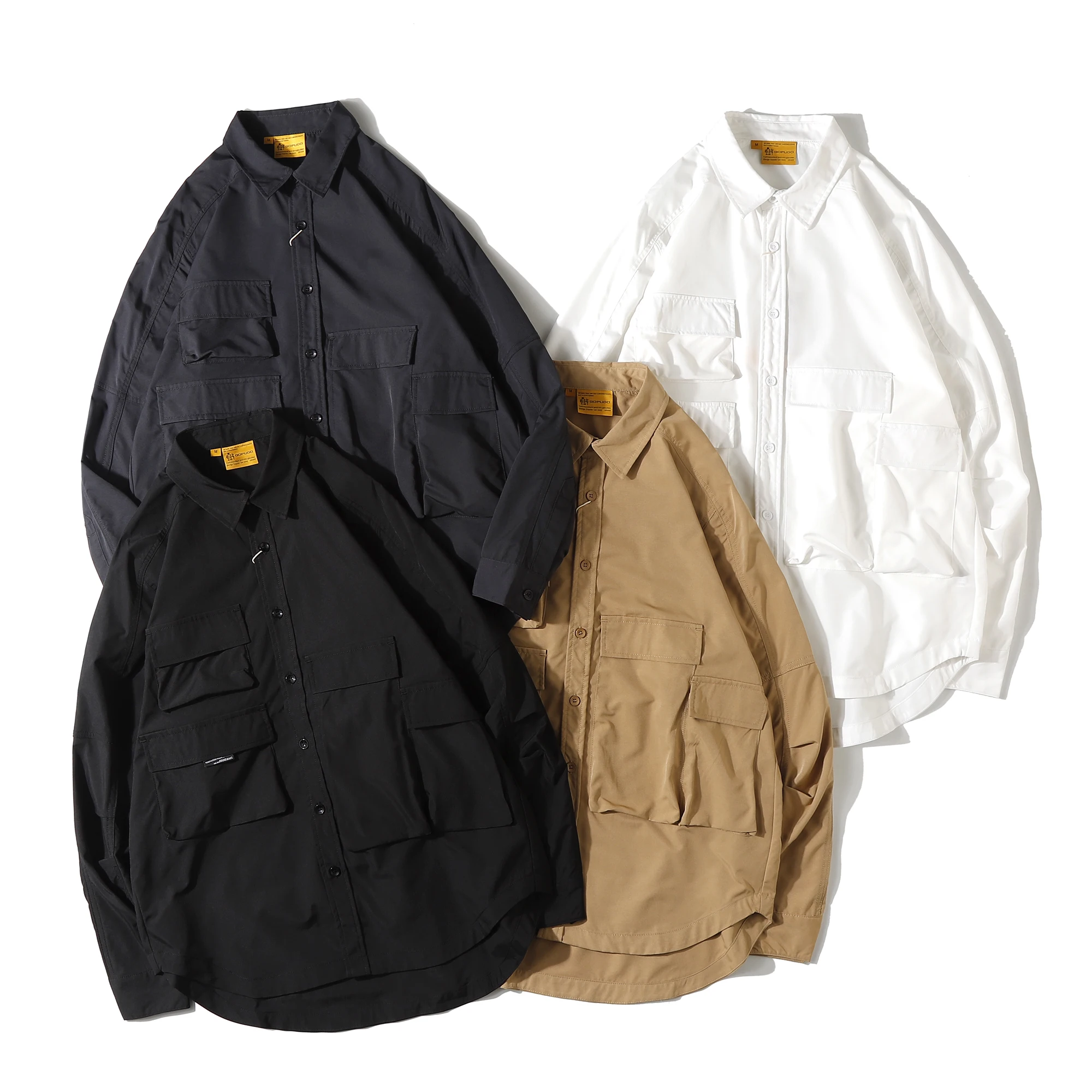 

Модная осенняя рабочая куртка с большими карманами, повседневная, с отложным воротником, в ретро-японском стиле, для пар.