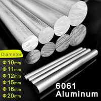 6061 High Quality Aluminum Solid Rod Round Bar Diameter Φ10 ,11,12, 15, 16 ,20 ,25, 30 ,35mm Length 50mm 100mm 150mm 200mm 300mm