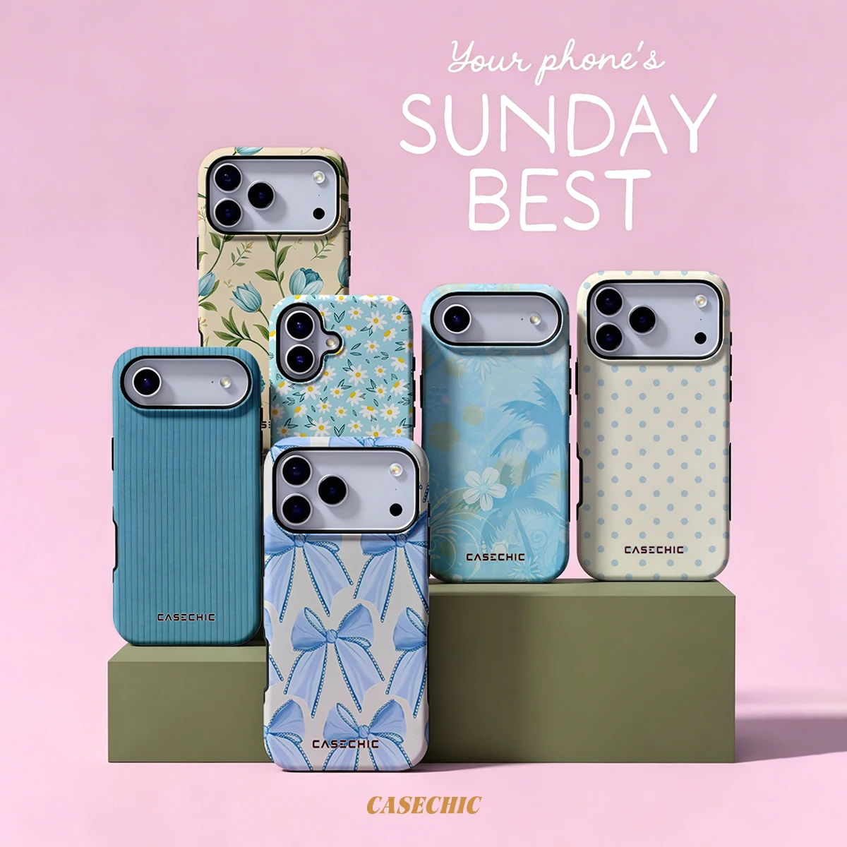 Light Blue Bow For Samsung Galaxy S26 Ultra A56 Exquisitely Pattern Double Protective Phone Cover Cases CaseChic