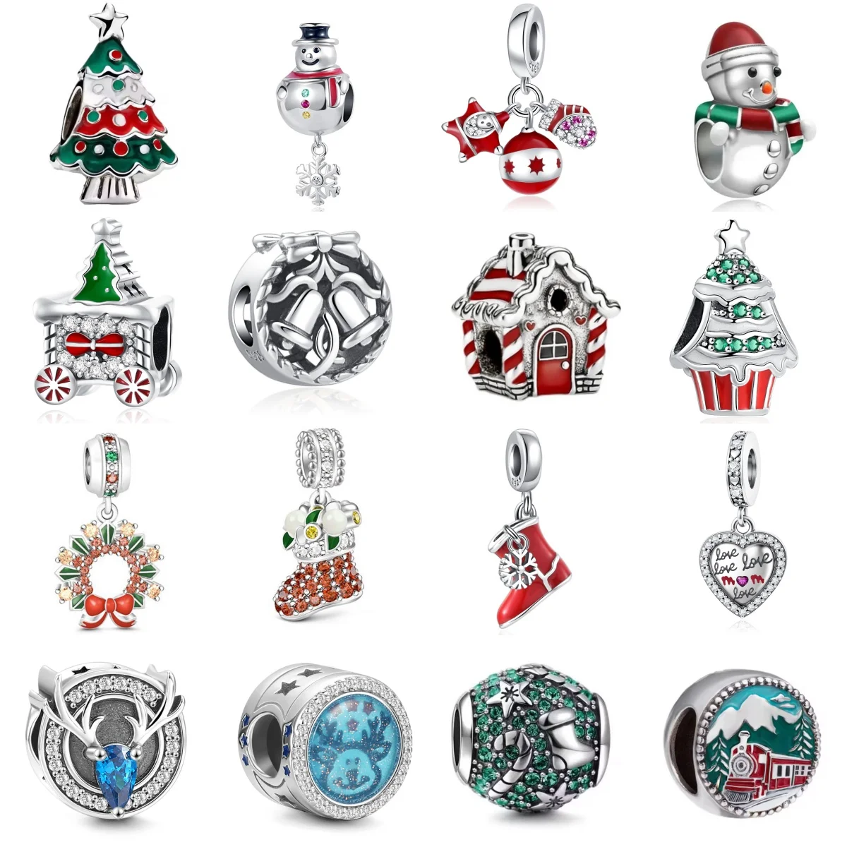 925 Sterling Silver Christmas Charms Fit Original Bracelet Snowman Tree Gingerbread House Beads For Women Holiday Jewelry Gift