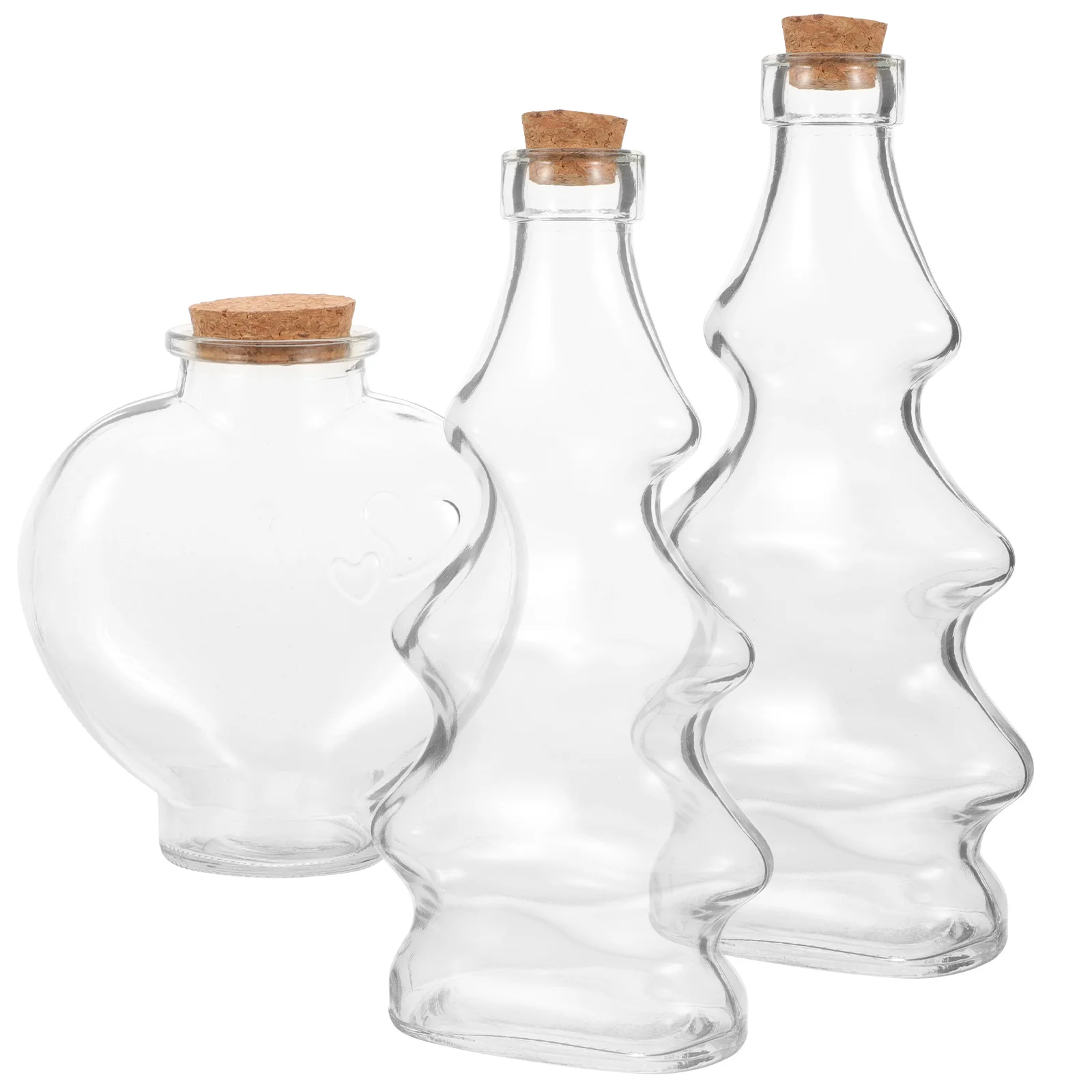 

3Pcs Glass Drift Bottle Wishing Bottle Set Wedding Sand Ceremony Mini Glass Containers Clear Craft Storage Bottles Decorative