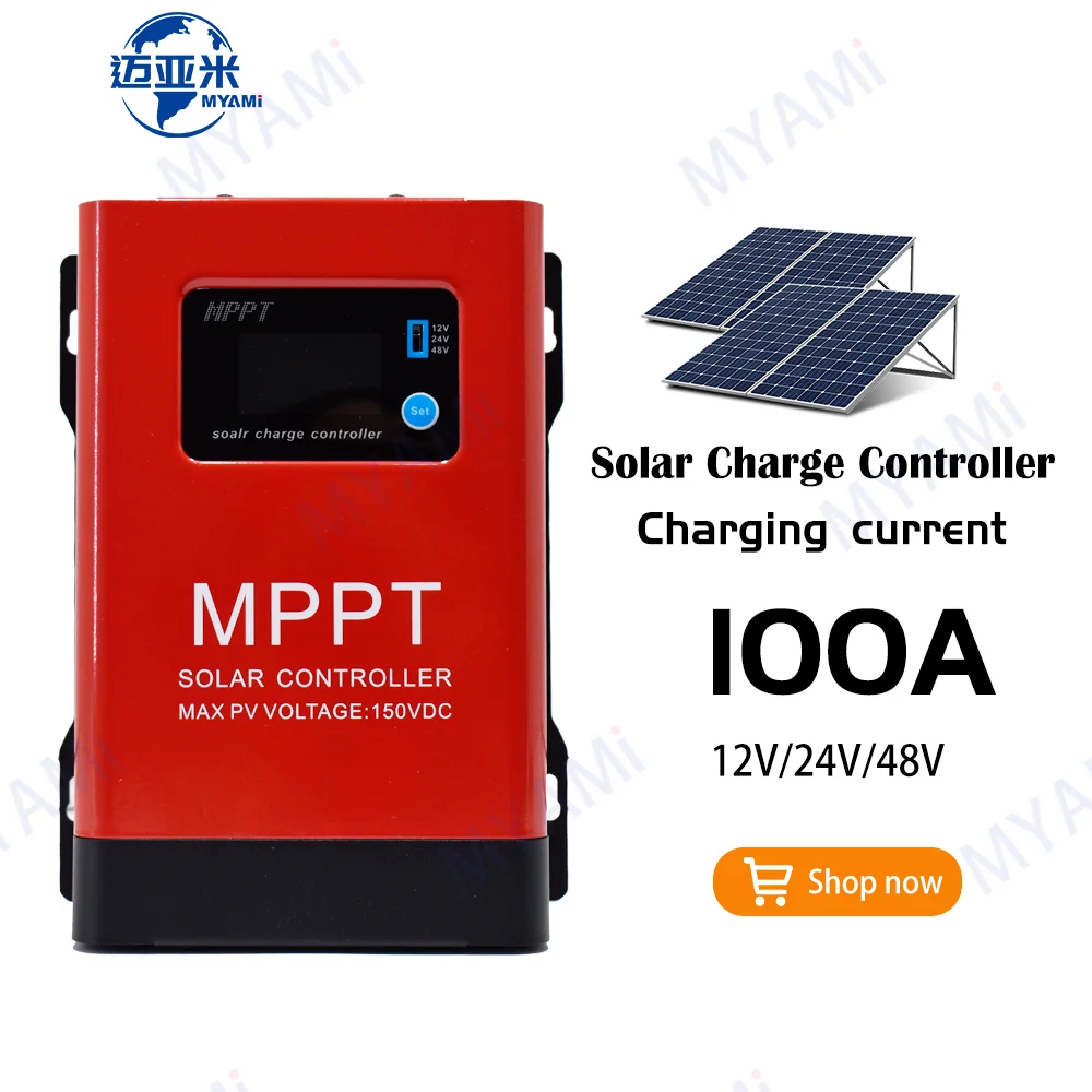 MYAMi 100A High Input Voltage Auto 12V 24V 48V Mppt Off-grid Solar Charge Controller For Caravan Solar System