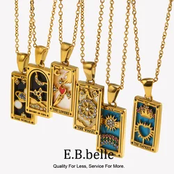 E.B.belle New Design Christmas Jewelry Gift Colorful Geometric Moon Sun Lover Stainless Steel Tarot Necklaces For Women