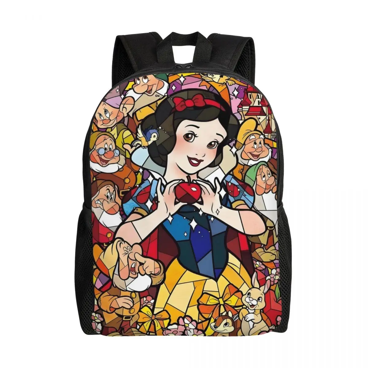 

Custom Snow White And The Seven Dwarfs Laptop Backpack Men Women Fashion Bookbag for College School Kawaii Princess Cartoon Bags