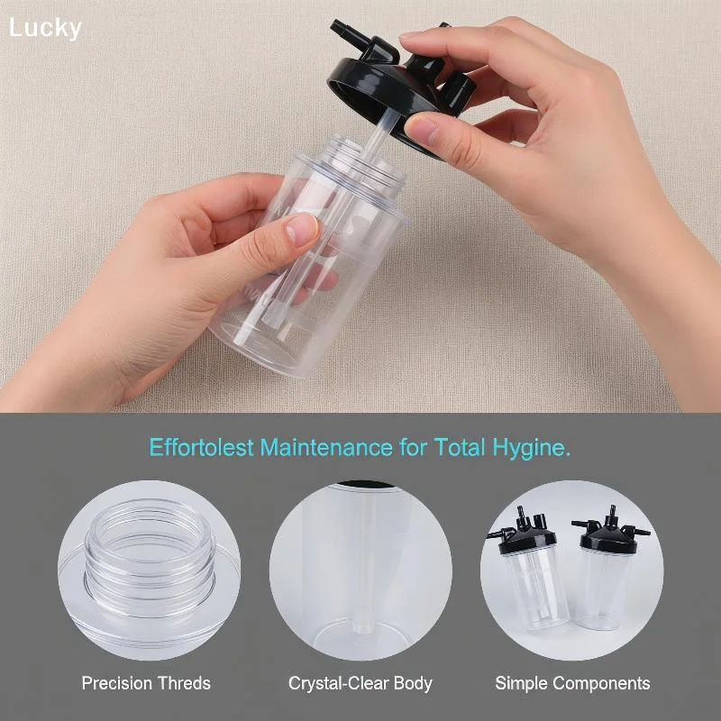 For Oxygen Regulator Concentrator Tool Accessories Plastic Oxygen Bubbler Bottle Humidifier Water Humidification Bottle