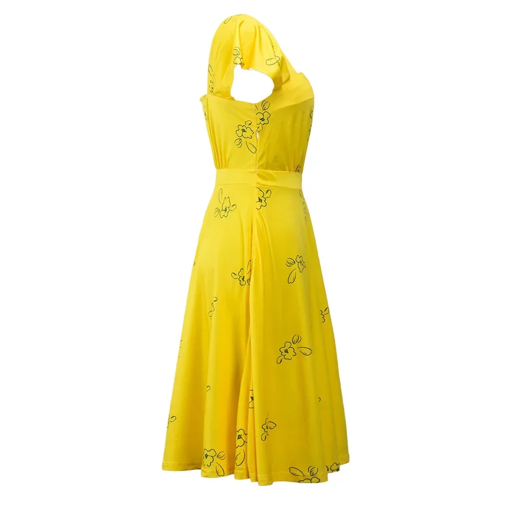 Amarelo elegante senhoras beleza feminino vestidos de festa longos estilo verão vestidos femininos trajes