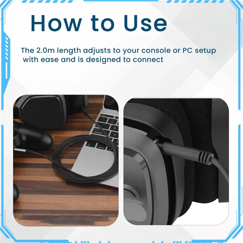Kabel Pengganti ABVO untuk Headset Astro A10 A40/A40TR, Kabel Headset Gaming dengan Fungsi Kontrol Volume 2.0M