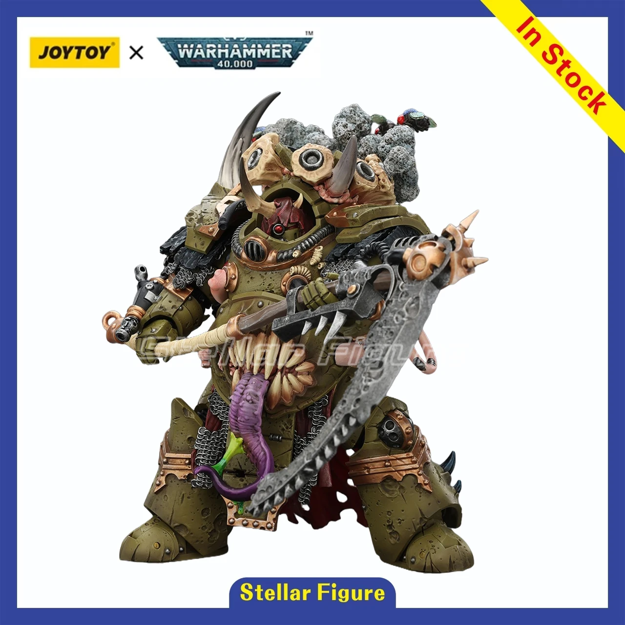 

【SF】JOYTOY Warhammer 40K 1/18 Action Figure Death Guard Deathshroud Terminator Champion with Manreaper and Plaguespurter Gauntle