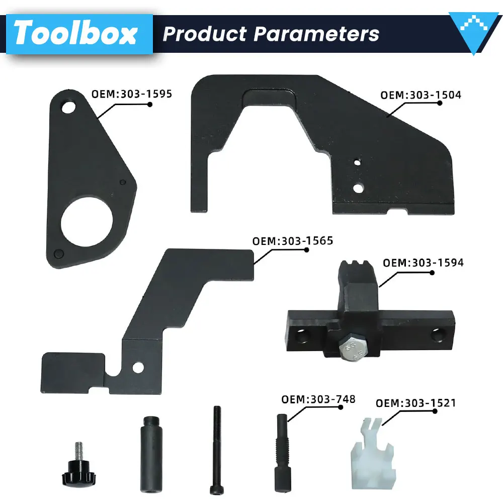 Podofo 9-teiliges Motor-Einstellwerkzeug-Set, Nockenwellen-Ausrichtungs- und Fixierwerkzeug, Kurbelwellen-Steuerketten-Reparaturwerkzeug-Set für Ford Mondeo Mustang Focus RS EcoBoost 2.0L 2.3L Motor,