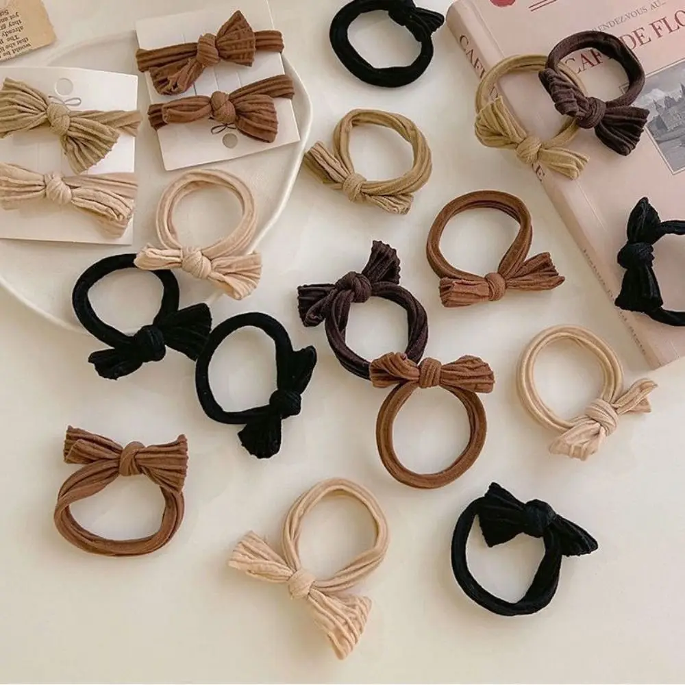 1pcs New Flocking Bow Hair Ring 5Colors Hair Circle Elastic Hair Bands Autumn