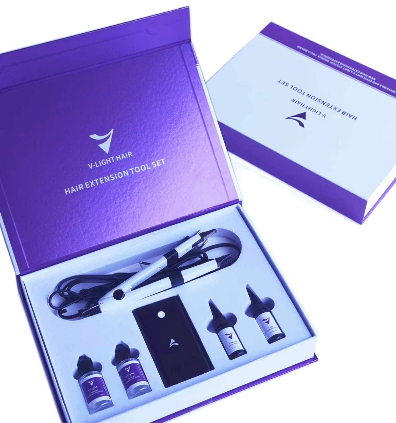 Herramienta de extensión de cabello con tecnología de luz en V para piezas de cabello de cinta, conector fácil de usar con tecnología de luz en V para extensión de cabello humano