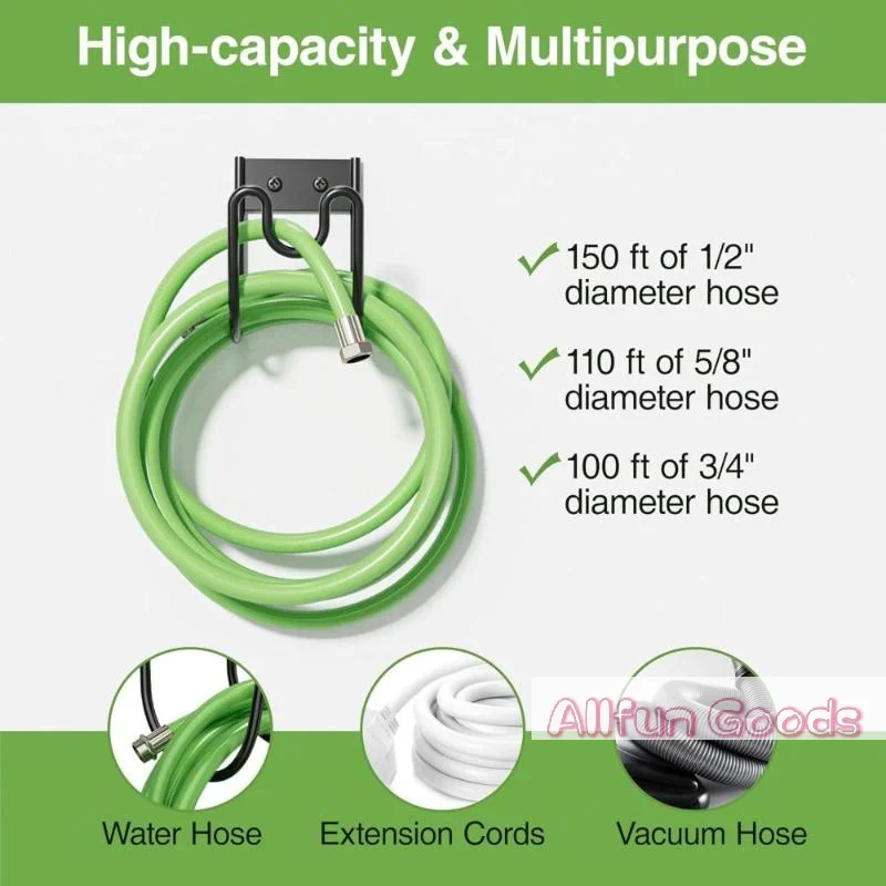 Wall Mounted Garden Hose Holder Sprayed Iron Water Pipe Storage Rack Heavy Duty Rustproof For Backyard Lawn Irrigation Organizer