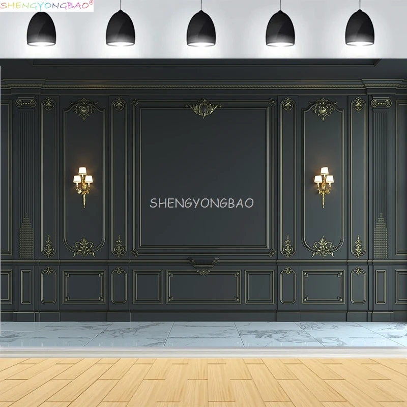 Interior Wall And Floor Mouldings Photography Backdrops Retro Joinery Wood Paneling Palace Wedding Photo Studio Background OR-10