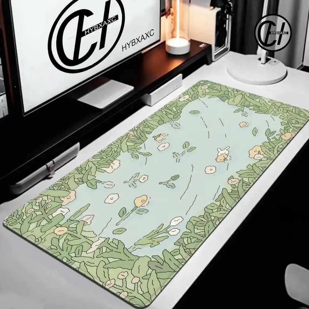 

HYBXAXC Cute Rabbit Green Anime Mouse Pad Gamer XL Computer New HD XXL Desk Mats Non-Slip Natural Rubber Computer Mouse Mat