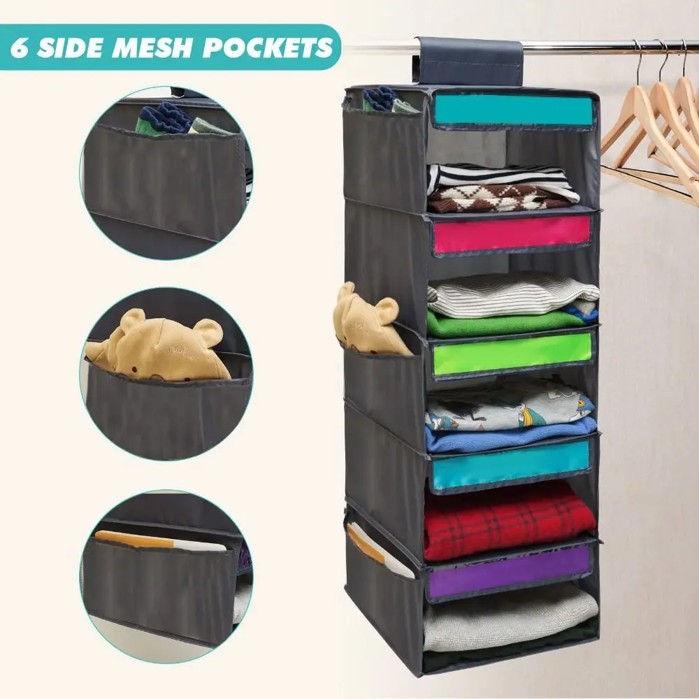 5-layer Kids Daily Clothes Organizer Foldable Label Weekly Clothing Storage Rack Mon.to Fri. Hanging Hook