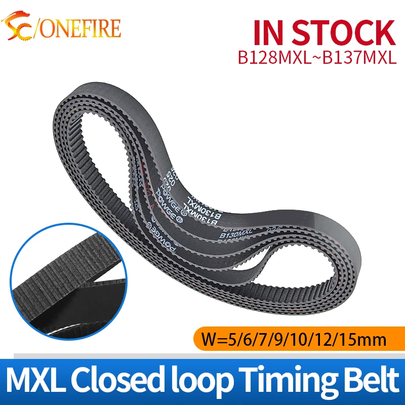 MXL Timing Belt B128MXL-B137MXL Synchronous Belt Width 5/6/7/9/10/12/15mm Closed Loop Drive Belt MXL Rubber Timing Belt