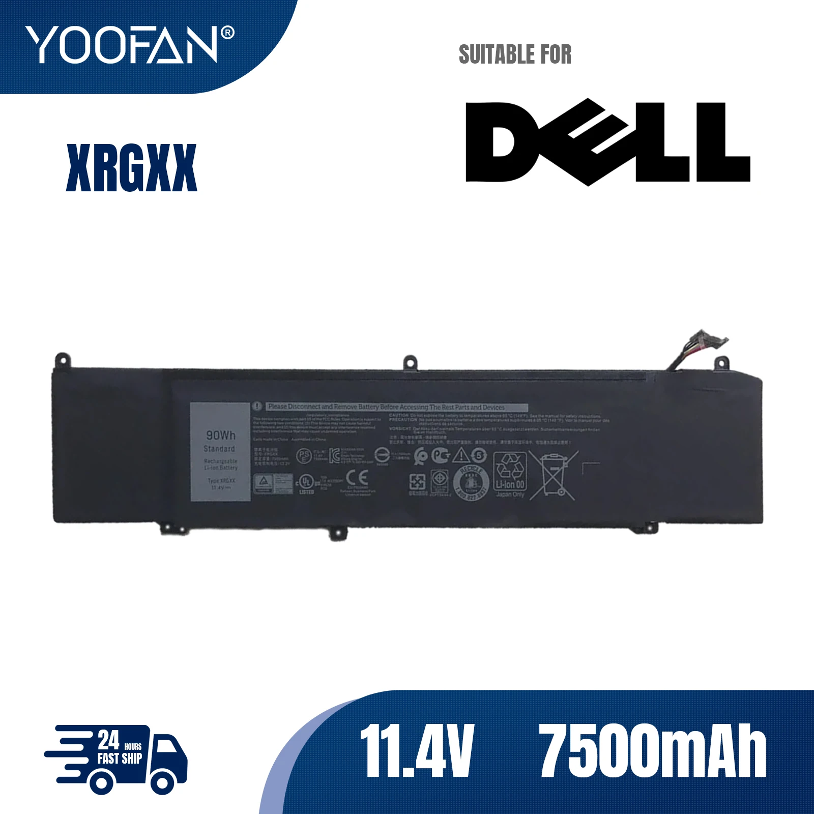 

YOOFAN XRGXX 1F22N Battery For Dell For Alienware 2018 orion M15 M17 R1 P82F P40E P79F P37E Inspiron G5 5590 G7 7590 7790