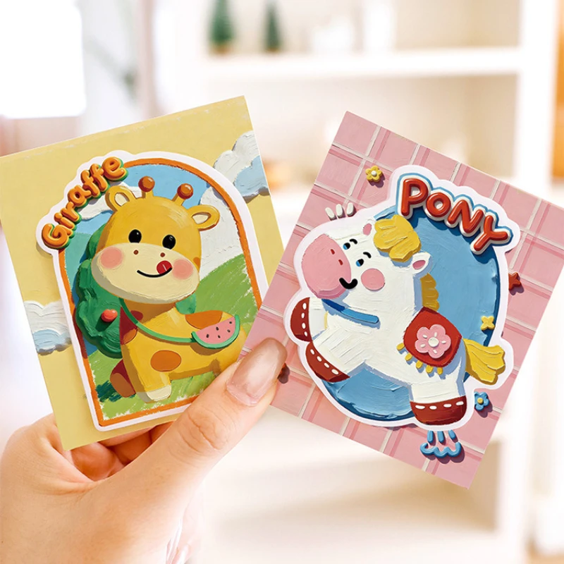 10pcs-lote-notas-adesivas-de-animais-em-pintura-a-Oleo-kawaii-cachorro-elefante-etc-bloco-de-notas-adesivas-para-criancas-material-de-escritorio-e-escolar