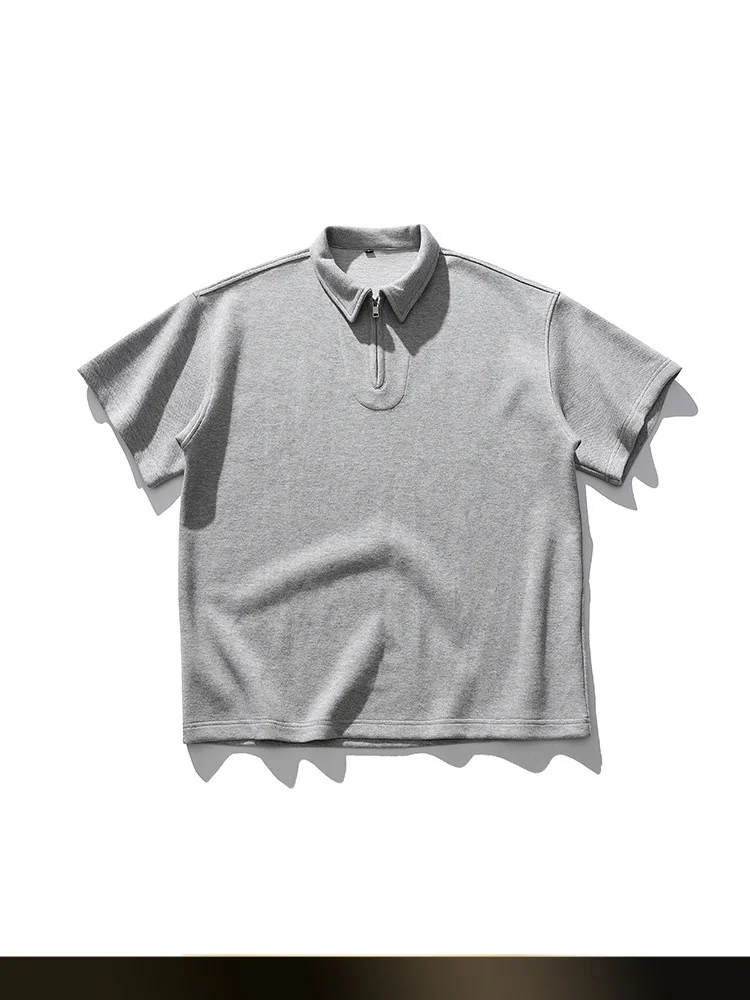 

Японская ретро-футболка NTED с воротником на молнии, летняя, повседневная, универсальная, с коротким рукавом