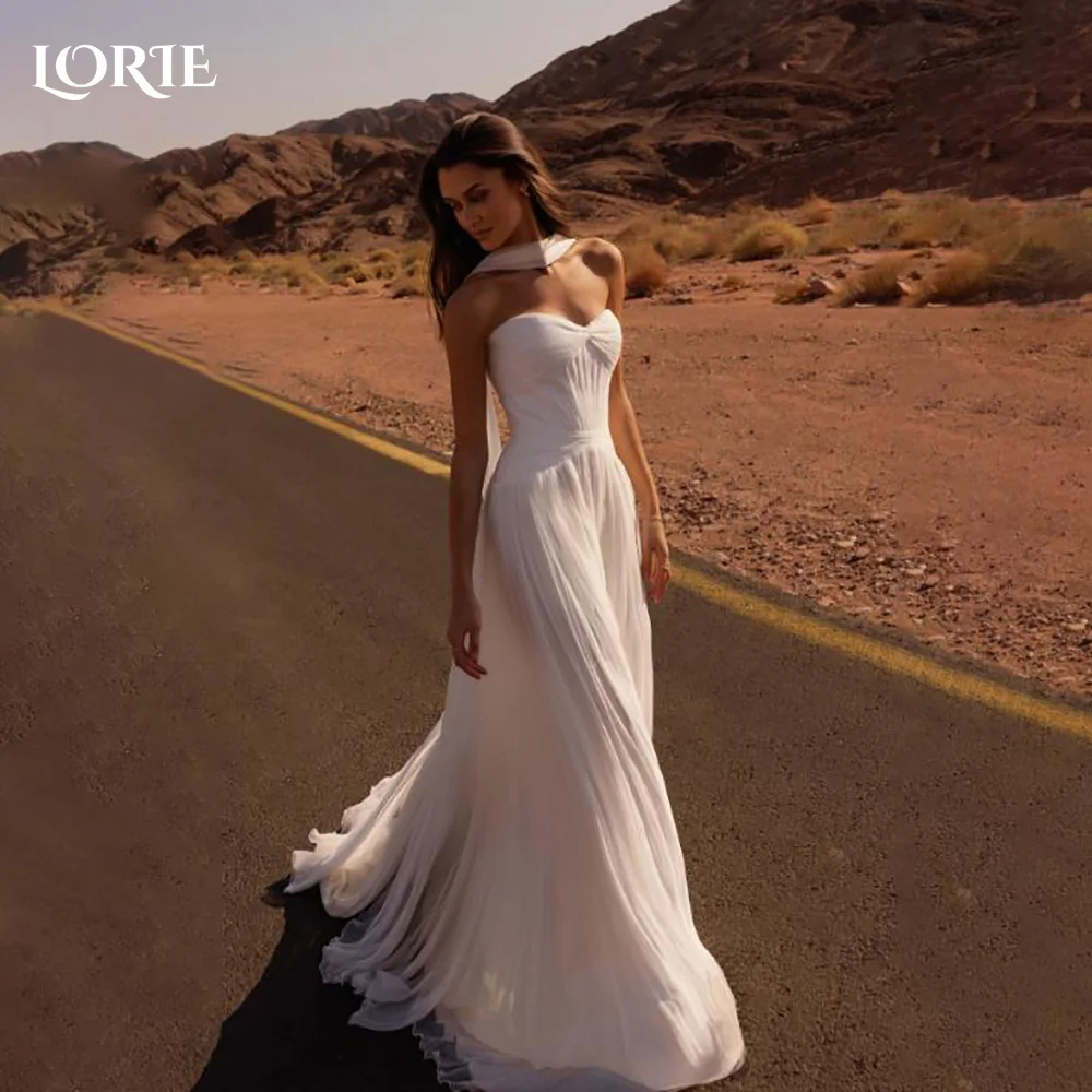 LORIE Satin Simple Wedding Dresses Arabia A-Line Pleats Ball Sweetheart Bridal Gown Princess Bride Dress Customized Simple Dress