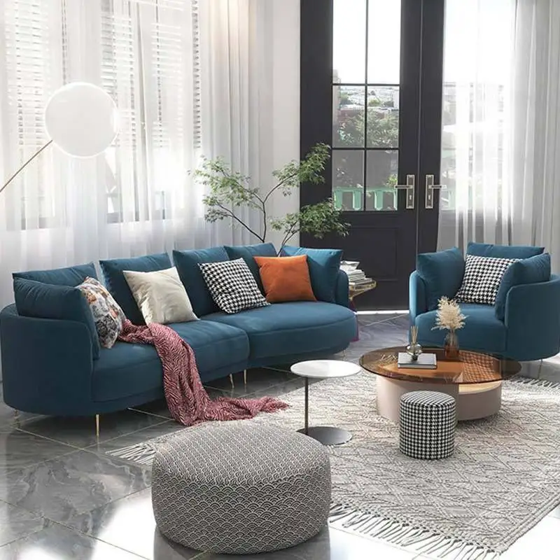 Nordic style living room furniture sofa corner modern L-shaped section optional upholstered cotton and linen fabric sofa