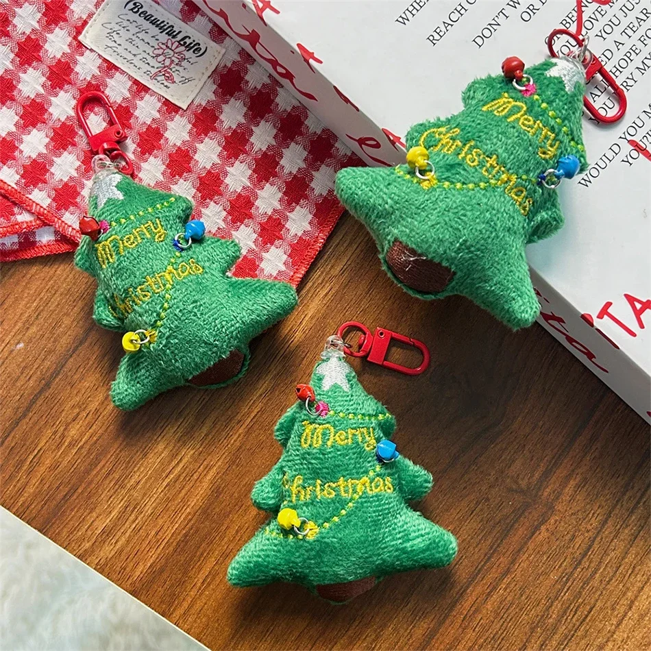 1/2/3 pezzi albero di Natale portachiavi in peluche cartone animato albero di Natale ciondolo anello zaino decorazione chiave regalo di compleanno regalo di Natale