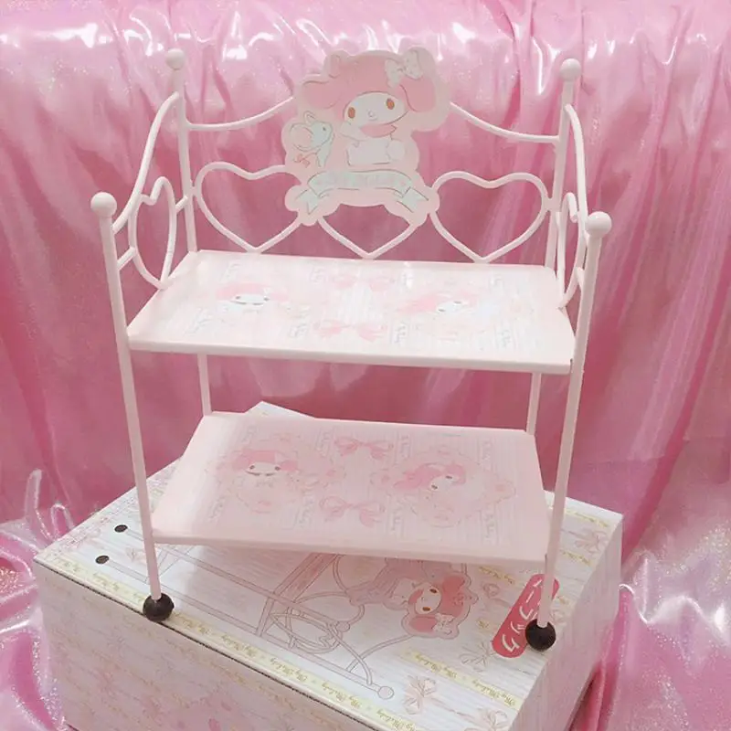 Kawaii Sanrio My Melody Love Storage Shelf Desktop Organizing Shelf Double Layer Storage Shelf Cosmetic Storage Shelf Girls Gift