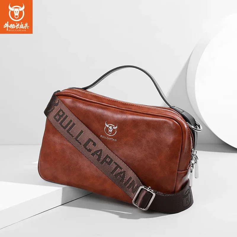 BULLCAPTAIN New Premium Silicone Leather Shoulder Small Crossbody Stylish Men Handbag Designer Luxury Messenger Bag