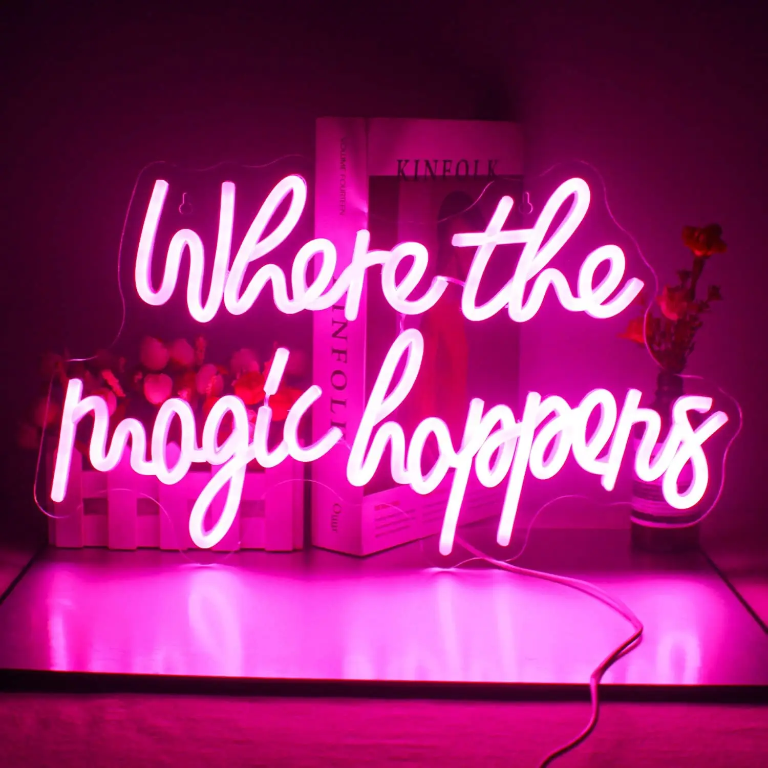 

Where The Magic Happens Neon Sign Led Light Up Signs for Wall Decor Bedroom Salon Decor Wedding Birthday Party Bar Man Cave