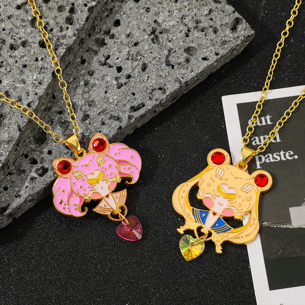 Collar con Colgante de Sailor Moon para Niñas, Usagi Tsukino, Sailor Chibi Moon, Regalo de Cumpleaños, Accesorio de Joyería para Cosplay