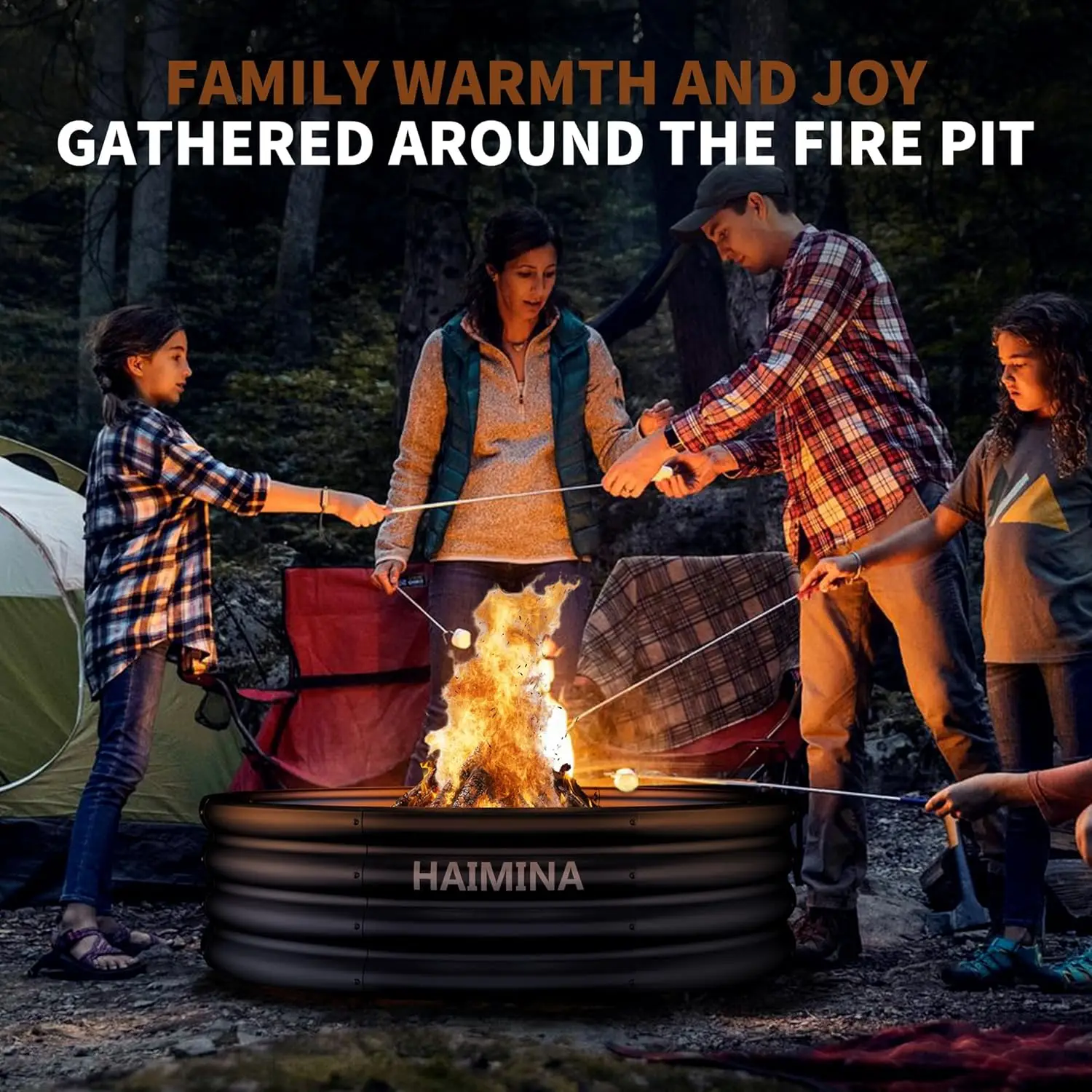36 Inch Heavy Duty Fire Pit Ring for Outdoor Wood Burning, High-Temperature Coated, Ideal for Backyard, Bonfire, Camping, Beach view 5