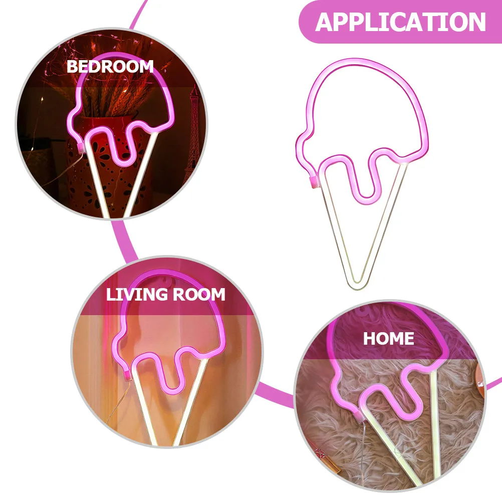 

Неоновая LED-лампа в виде мороженого, декоративный светильник, креативный визуальный декор для дома, спальни, вечеринки, бара, реквизит для фотосъемки