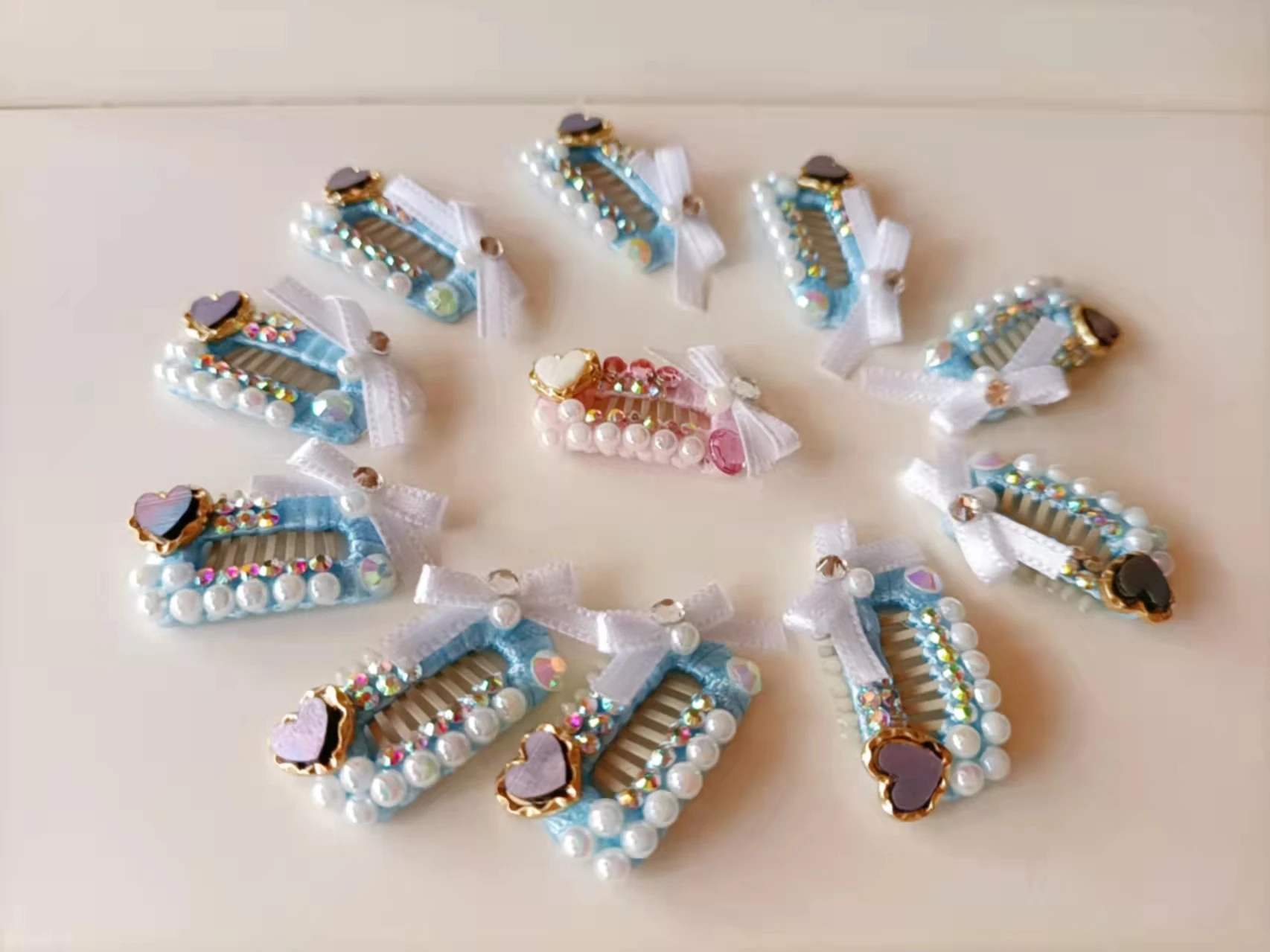 10PCS Pet Comb clip Yorkshire heart of the Ocean Could be Hairpin Handmade Ornaments Headdress flower