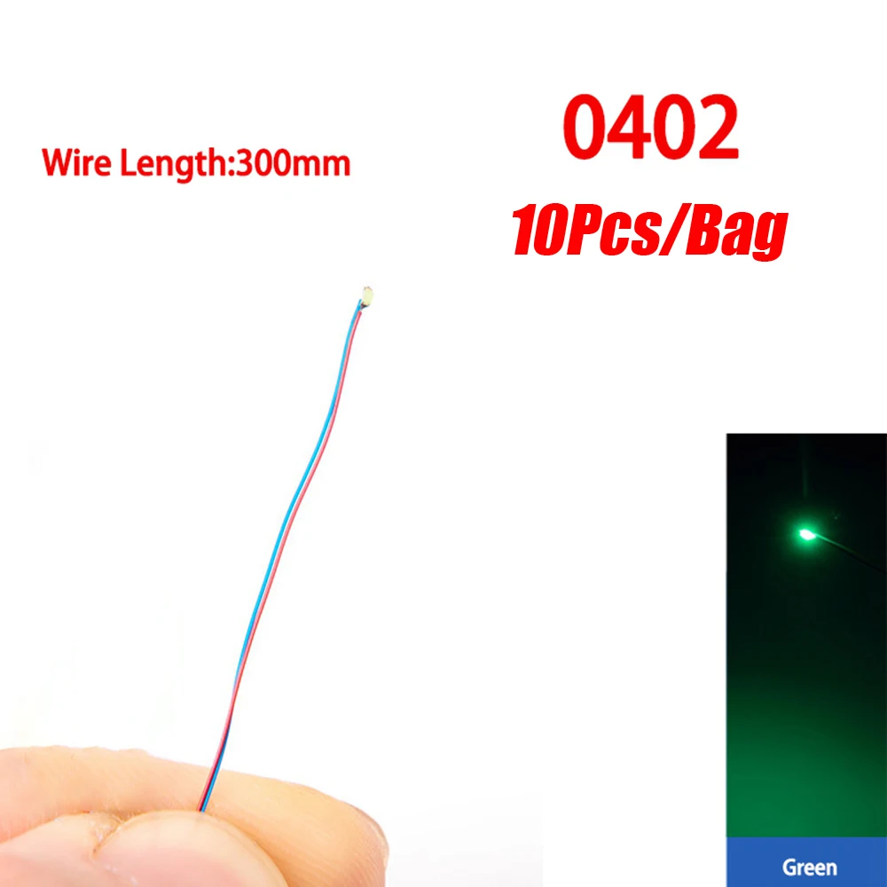 10 stks/partij Model 0402 0603 SMD LED Bedrade Chip Micro Led Voorgesoldeerde Lamp Spoorweg Model 30 cm 3 V DIY Model Kit Voor Gundam Scènes