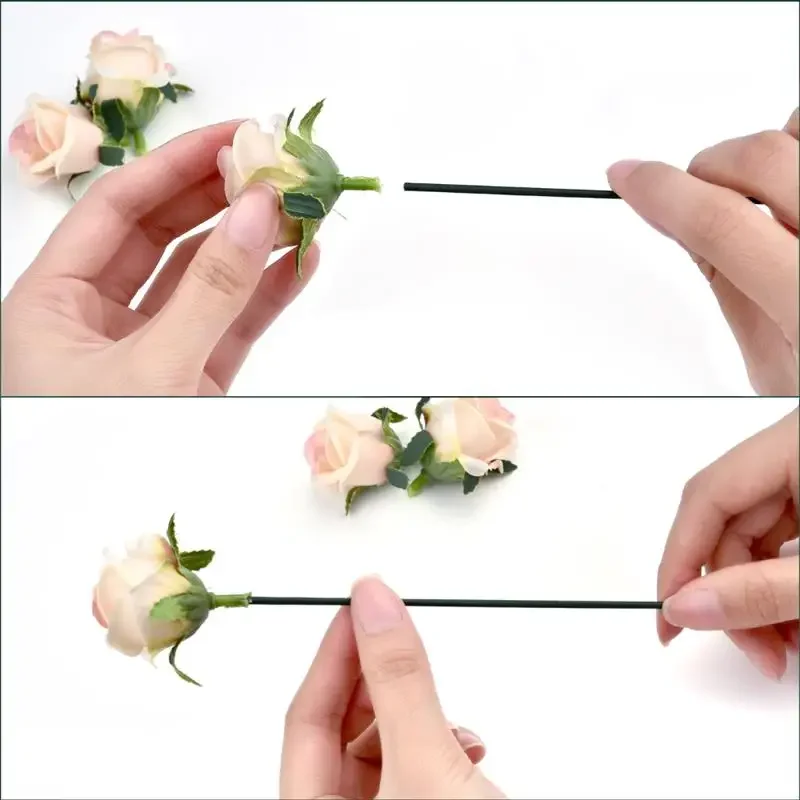 50 Stück 15/20/25/30/40 cm künstliche grüne Blumenstiele, DIY-Blumenmaterial, handgefertigte Drahtstiel-Accessoires für Hochzeit, Heimdekoration – Detail 4