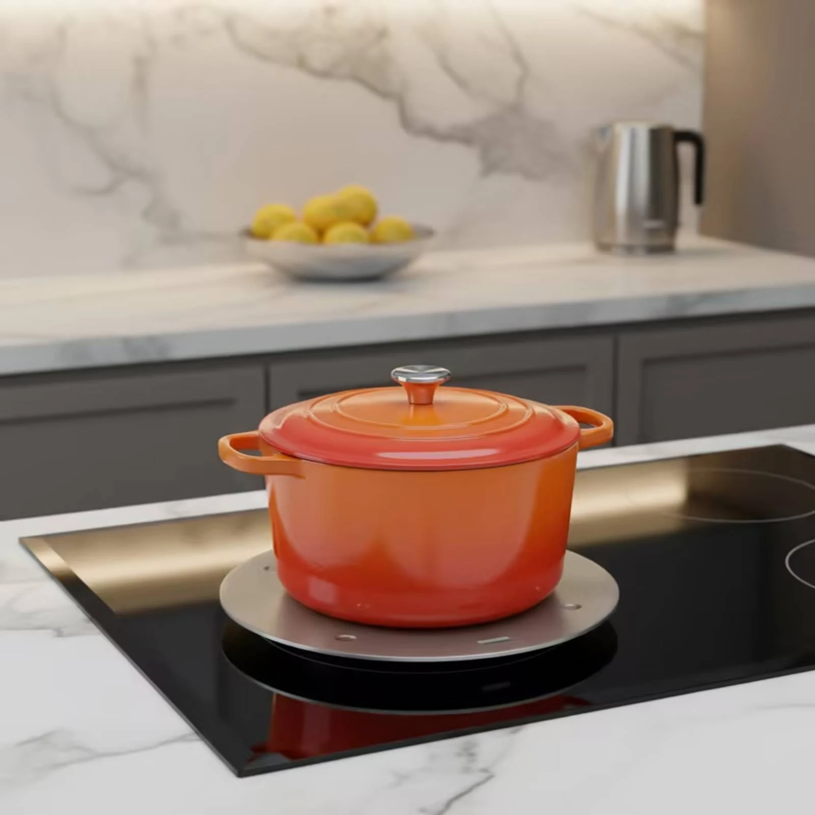 Induction Heat Distributor Plate Brushed Cooktop Heat Distributor with Detachable Handle for Home Cooks, Kitchen